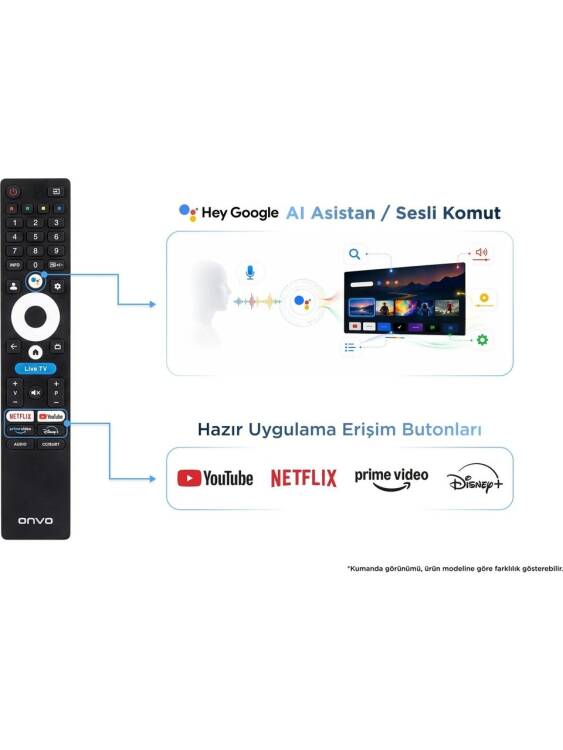 Onvo 65VQ90F3UA 65'' 165 Ekran Uydu Alıcılı 4K Ultra HD Google Smart QLED TV - 5