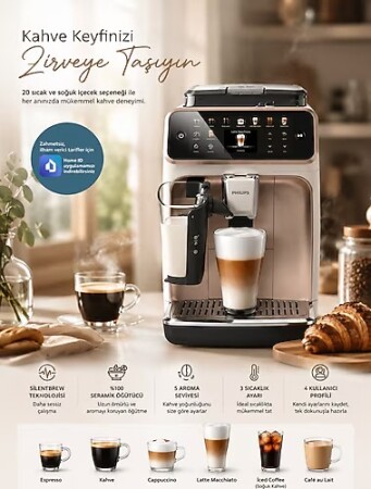 Philips 5500 Serisi LatteGo Tam Otomatik Espresso Makinesi 20 Sıcak ve Soğuk İçecek, Renkli Dokunmatik Ekran, EP5543/80 - Thumbnail