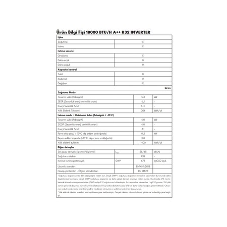 Regal 18000 BTU/H A++ R32 Duvar Tipi Inverter Klima - Thumbnail