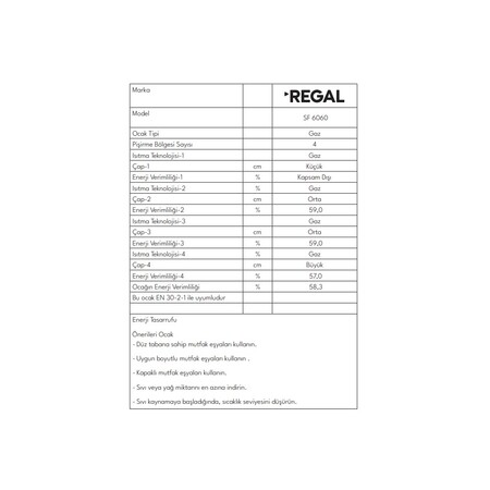 Regal SF 6060 Beyaz Ocaklı Solo Fırın - Thumbnail