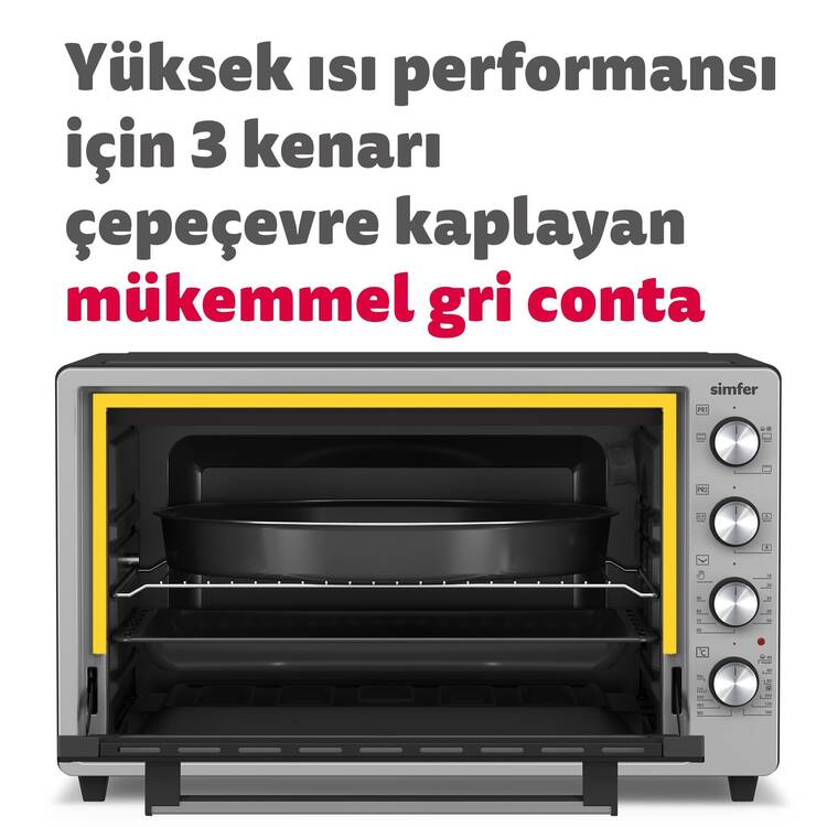 Simfer 7033 İnox Gri 70 Litre 2000W Pro Turbo Midi Fırın