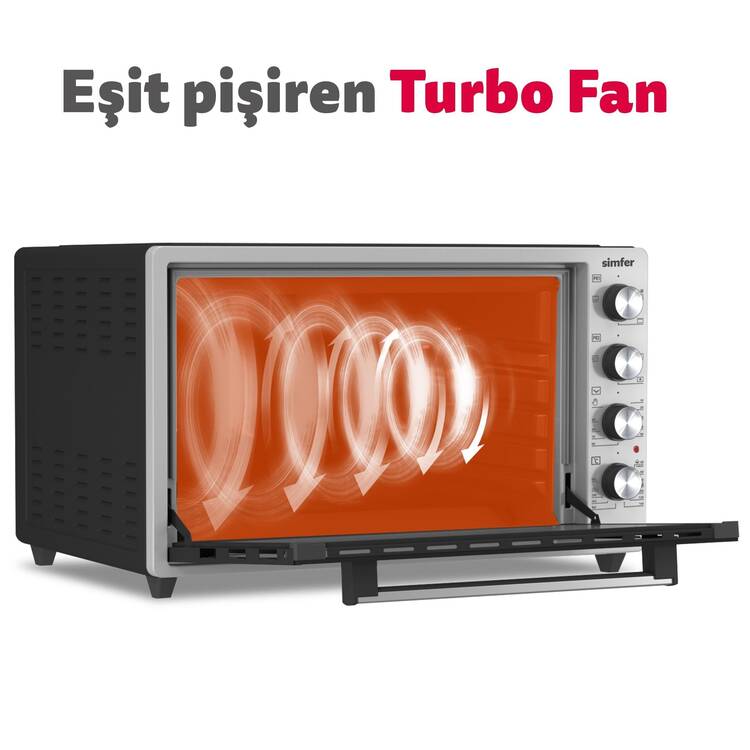 Simfer 7033 İnox Gri 70 Litre 2000W Pro Turbo Midi Fırın
