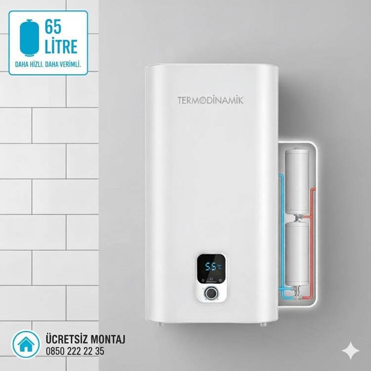 Termodinamik TD-65D Çift Tank Dijital 65 Litre Termosifon